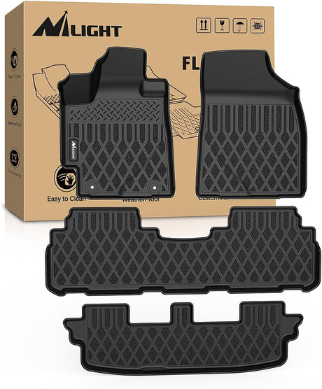 TPE Floor Mats for Toyota Highlander (Not for Hybrid) 2008 2009 2010 2011 2012 2013 All Weather Custom Fit Heavy Duty Floor Liners