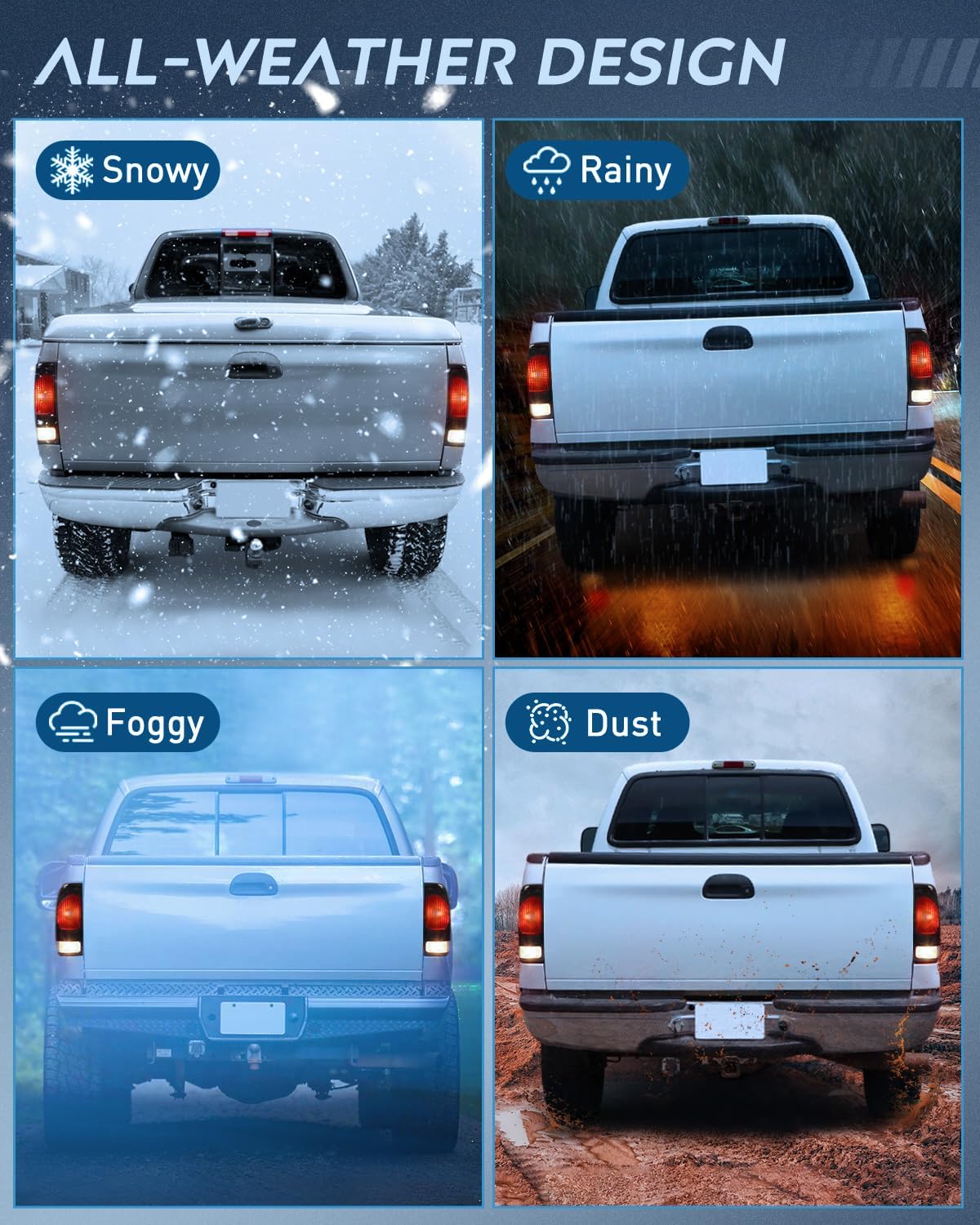 Tail light + 3rd Third Brake Light Assembly Compatible with 1999 2000 2001 2002 2003 2004 2005 2006 2007 F250 F350 F450 F550 Super Duty Smoke Taillight with High Mount Brake Rear Cargo Lamp