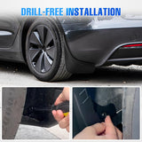 Mud Flaps for Tesla Model 3 Highland 2024 2025, No Drilling Precision Fit Exterior Accessories Heavy-Duty Splash Guards Protection, Front & Rear Set