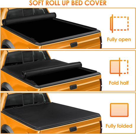 Soft Roll Up Truck Bed Cover Compatible with Ram 1500 2019 2020 2021 2022 2023 2024 2025 New Body Style,5.7ft