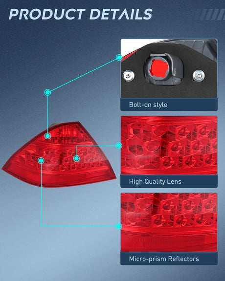 Taillight Assembly Compatible with 2006 2007 Honda Accord 4 Door Sedan Excluding Hybrid Rear Lamp Replacement OE Style Driver Side and Passenger