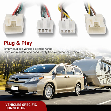 4 Pin Trailer Wiring Harness Kit 55580 Vehicle Standard 4 Way Connector Custom for 2004 2005 2006 2007 2008 2009 2010 Toyota Sienna Simple Fit Hitch Harness