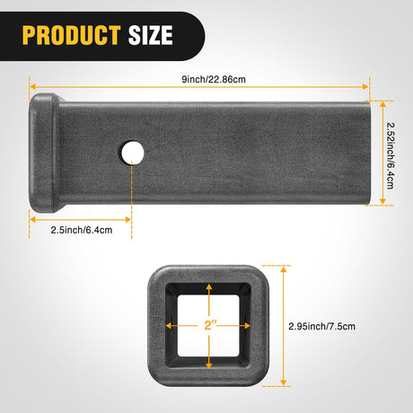 Hitch Adapter 2 Inch x 9 Inch Combo Bar Trailer Receiver Tube Weld-on Raw Steel Hitch Bar