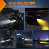 Motorcycle Driving Lights 2.5 inch White Amber Spot Beam Fog Light LED Pods IP67 Waterproof Auxiliary Offroad Lighting for Motorbike Dirt Bike e-Bike Scooter Snowmobile ATV UTV SUV Truck