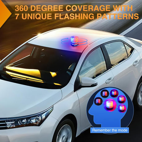 18LED Strobe Lights Red Blue Wireless Rotating Emergency Safety Flashing Beacon Light with Magnetic Base Mount and Two Types of Plugs for Vehicle UTV Truck Forklift Tractor Snow Plow