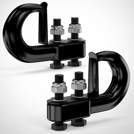 2Pcs Bolt-On Tow Hooks with Spring Clip 10,000LBS 2Pcs Black Forged Recovery Tow Hooks Compatible with Jeep Ford Dodge Chevy GMC Toyota Pickup Truck