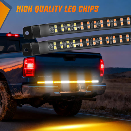 49 Inch Emergency Strobe Light Strips with Controller, 288LED Flashing Warning Hazard Safety Rear Window Tailgate Lights for Truck Trailer Construction Plow Pickup SUV Vehicle, Amber White