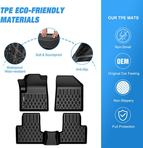 TPE Floor Mats for Jeep Cherokee 2015 2016 2017 2018 2019 2020 2021 2022 2023 All Weather Custom Fit Heavy Duty Floor Liners