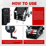 Boat Trailer Winch 3500 Lbs Hand Crank Winch Heavy Duty Boat Winches with 33Ft Strap Rope Hook Two Way Ratchet 4:1 8:1 Gear Portable Marine Manual Winch for Trailers Boat RV ATV Jet Ski Towing
