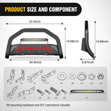Bull Bar with Light Bar&License Plate Hole Compatible with Toyota 4Runner 2010-2024 Truck Brush Guard, Front Bumper Push Bar w/Grille Skid Plate Light Mount