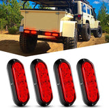 6 Inch Oval Red LED Trailer Tail Light 4PCS 10LEDs Waterproof Stop Brake Turn Surface Mount Trailers Lights for Truck RV Boat Bus Lorry Camper Van Caravan