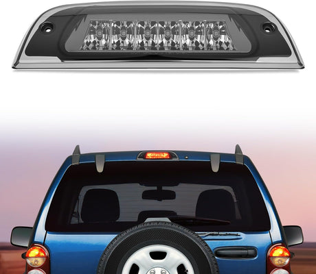 Third Brake Light Tail High Mount 3rd Stop Lights Smoked Lens Compatible with Jeep Liberty 2002 2003 2004 2005 2006 2007 Van SUV Rear Center Cab Lamp
