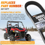 Drive Belt 3211077 for Polaris CVT Belts Compatible with Polaris Sportsman 500 335 400 450 Scrambler 500 Ranger Magnum Blazer Trail Boss Big Xpress Xplorer 4x4 ATV UTV Replaces 3211048 20G4022