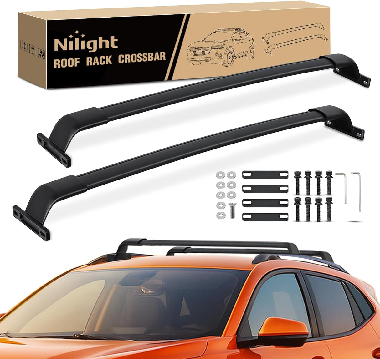 Roof Rack Cross Bars Compatible with 2023 2024 Chevrolet Chevy Trax 2RS ACTIV LT with Side Rails, Adjustable Aluminum Less Wind Noise Car Crossbars for Cargo Carrier Luggage Kayak Snowboard