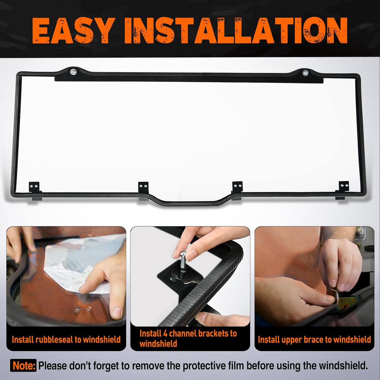 Rear Window Scratch-Resistant Fit For 2017-2025 Polaris Ranger XP 1000/Crew,2020-2025 Polaris Ranger 1000/ Crew,2013-2019 Polaris Ranger XP 900/ Crew,Clear Polycarbonate UTV Windshield