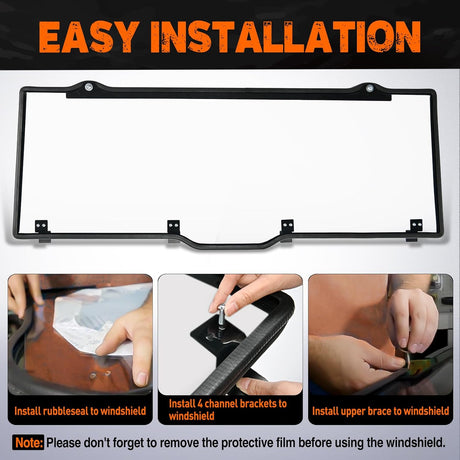 Rear Window Scratch-Resistant Fit For 2017-2025 Polaris Ranger XP 1000/Crew,2020-2025 Polaris Ranger 1000/ Crew,2013-2019 Polaris Ranger XP 900/ Crew,Clear Polycarbonate UTV Windshield