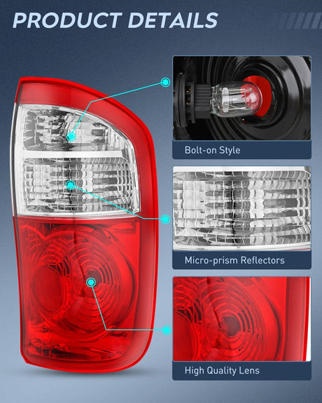 Taillight Assembly Compatible with 2004 2005 2006 Toyota Tundra 4 Door Double Cab and Crew Cab Tail Light OE Style Rear Lamp Replacement Passenger Side