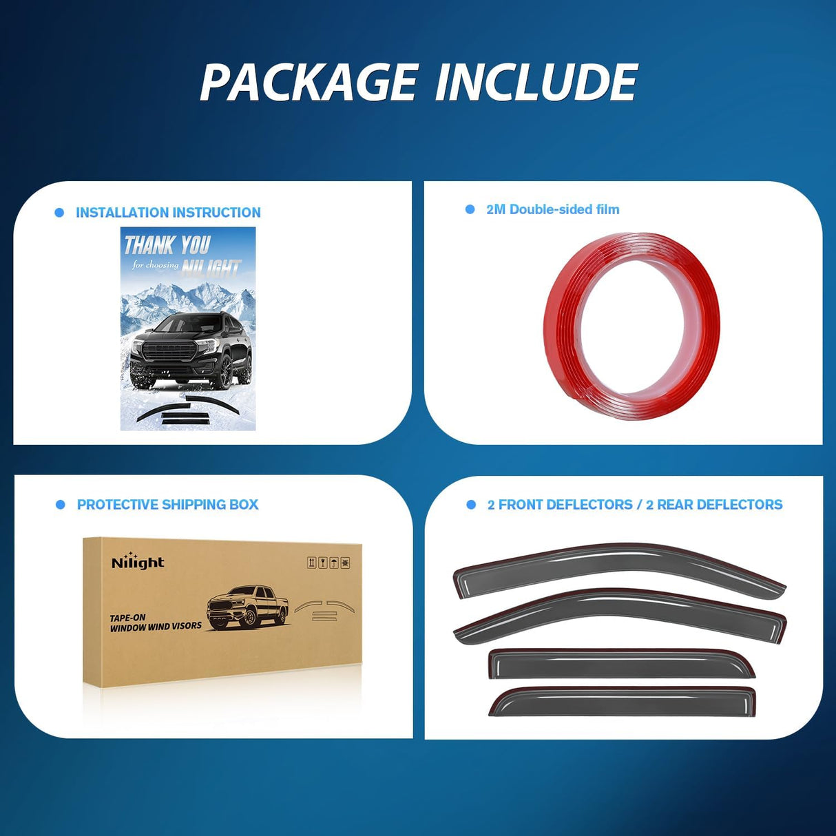 Tape-On Window Visors for Ford F150 Crew Cab 2009-2014 Rain Guards Wind Deflectors Vent Shades, Smoke Sun Rain Guard, 4PCS