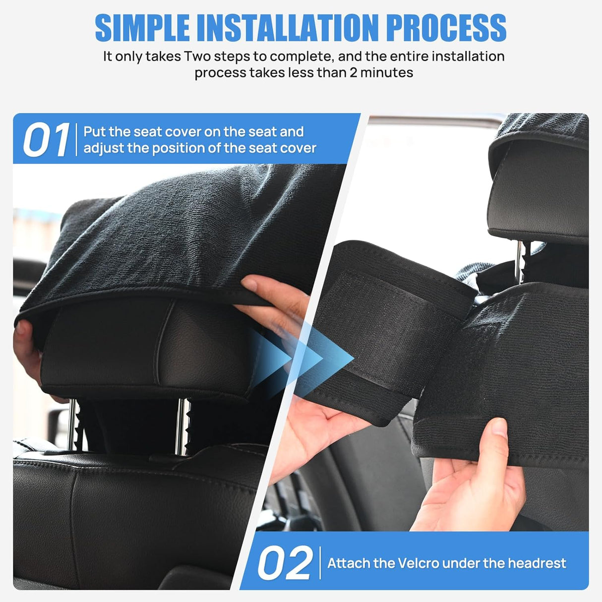 Car Seat Cover Black Terry Fabric Water and Sweat Absorbent Ideal for Running Gym Workouts Beach Swimming and Hiking Suitable for Cars Truck SUV