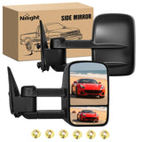 Towing Mirrors Manual Adjusted Flat Convex Glass Telescoping Folding Compatible With 1999-2002 Chevy Silverado GMC Sierra 1500 2500 3500 Suburban Tahoe Avalanche Yukon