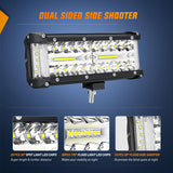 Side Shooter Light Bar 7 Inch Triple Row Spot Flood Combo Work Off Road Lighting on Truck SUV ATV UTV