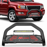 Bull Bar with Light fits 2003-2008 Honda Pilot, 2006-2015 Honda Ridgeline, 2001-2006 Acura MDX Front Bumper Grille Brush Push Guard with Skid Plate Licence Plate Hole Black