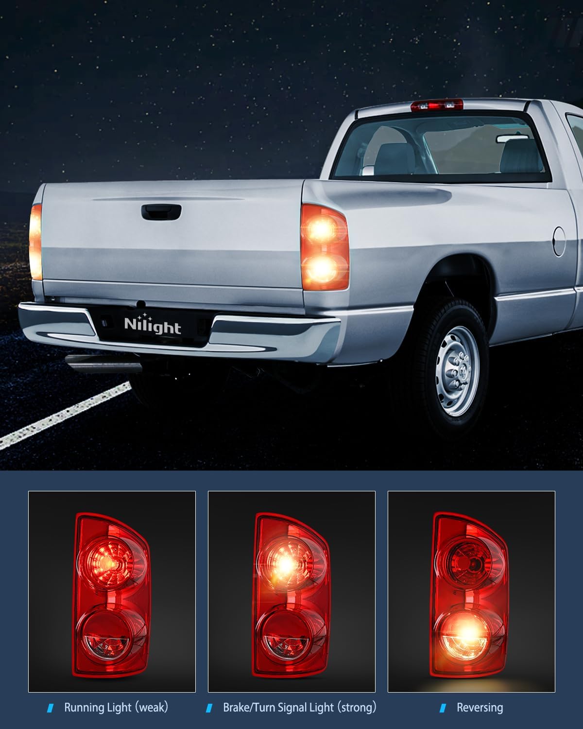 Taillight Assembly Compatible with 2007 2008 Dodge Ram 1500 2007 2008 2009 Dodge Ram 2500 3500 Rear Lamp Replacement OE Style Passenger Side Red Lens