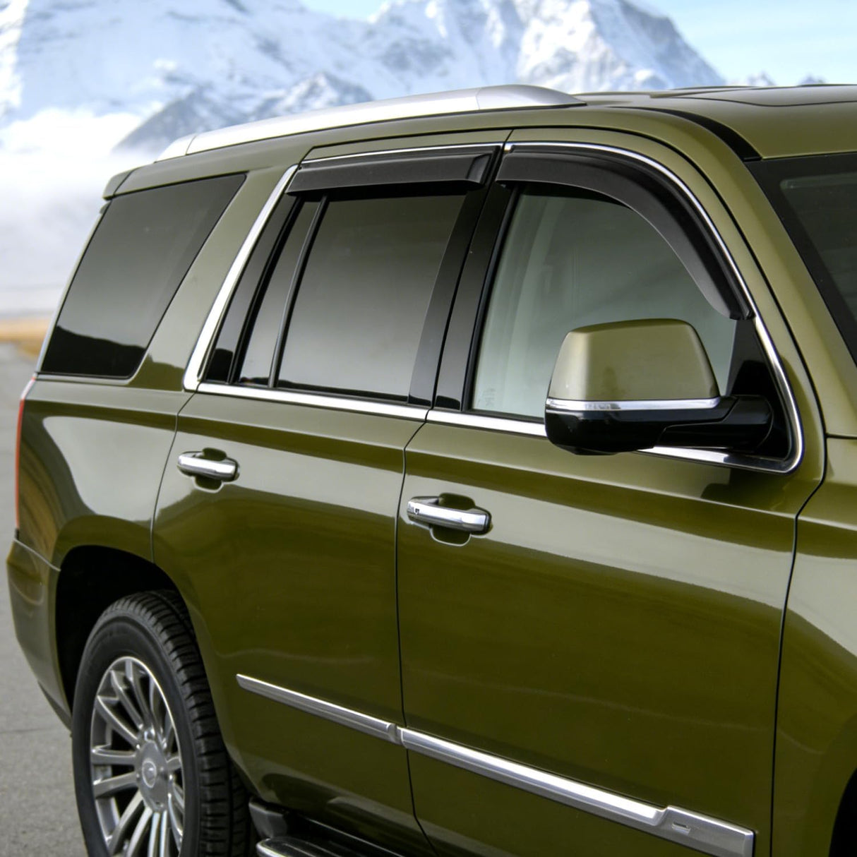 Tape-On Window Visors for Chevy Tahoe 2015-2020, 4PCS | Out-Channel Smoke Rain Guards, Helps Vent Fresh Air in Rainy Weather, Fits Cadillac Escalade/GMC Yukon 2015-2020