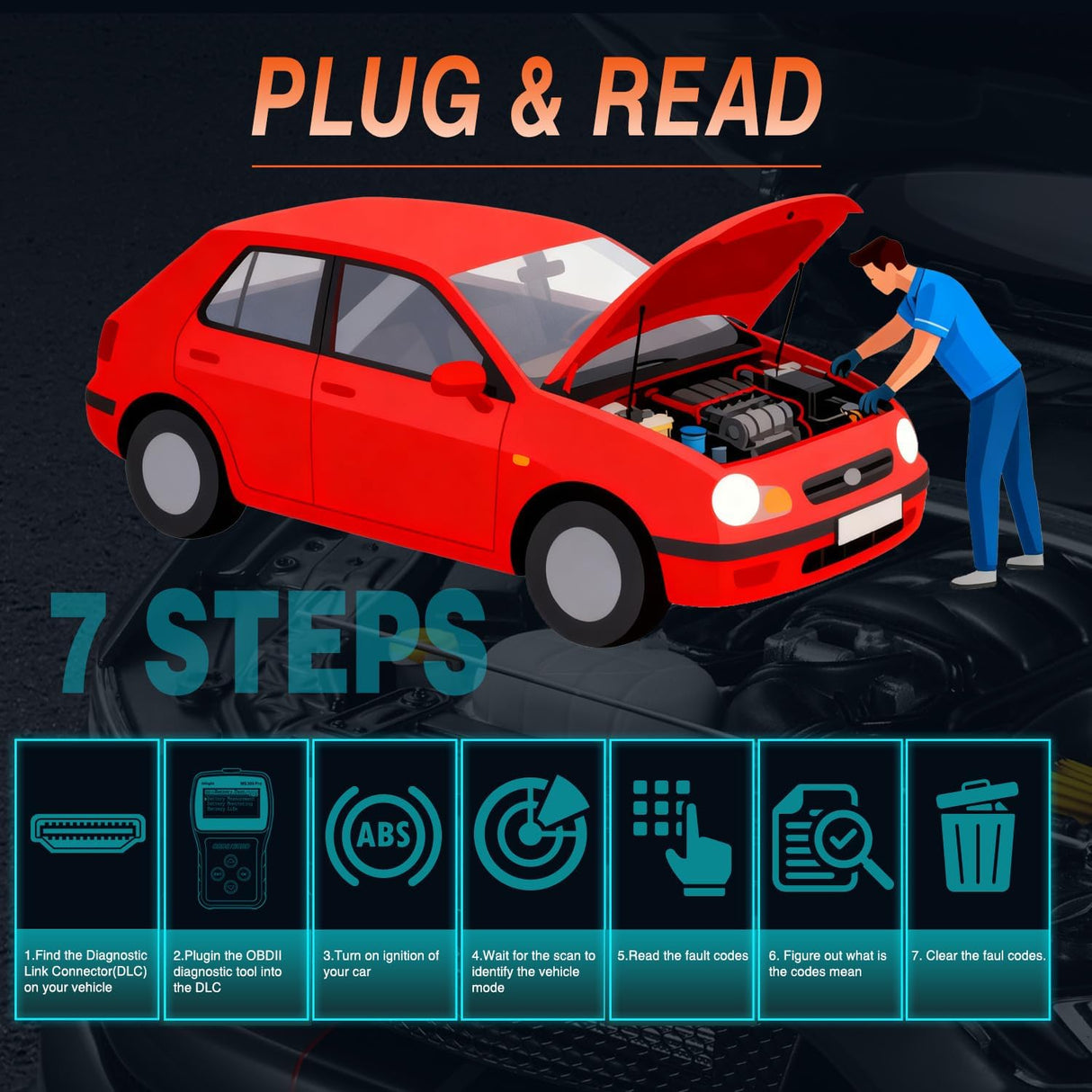 MS309pro Classic Universal OBD2 Scanner - Upgraded 2.4 Inch Screen Car Engine Fault Code Reader - Reliable CAN Diagnostic Scan Tool to Read and Clear Error Codes Fast, All Vehicles After 1996