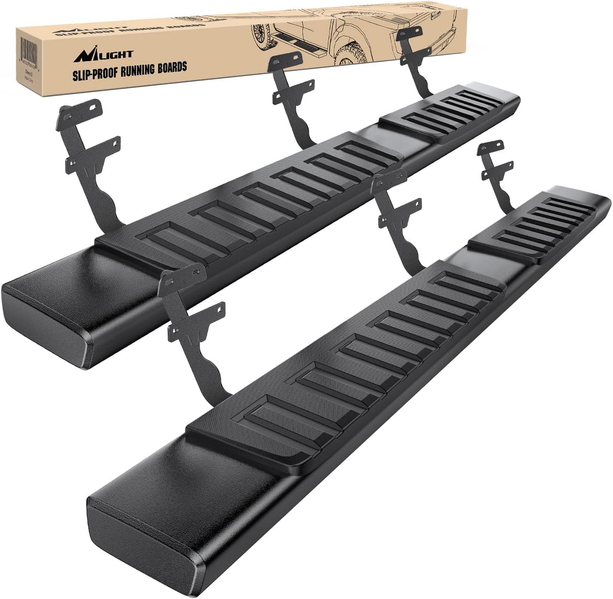 Running Boards for 2015-2026 Ford F150 Quad Cab 2 Full-Size Door & 2 Half-Size Door 6 Inch Side Step Nerf Bars Stainless Steel Black