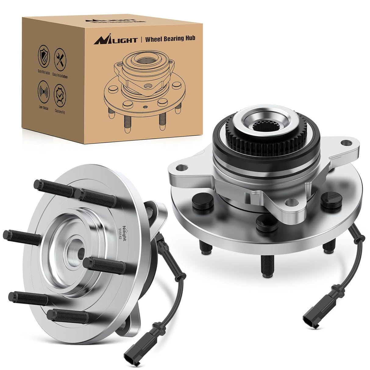 Front Wheel Bearing and Hub Assembly for Ford F-150 Ford Expedition Lincoln Navigator 2011 2012 2013 2014 4WD, 6 Lugs-515142 2Pack