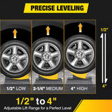 RV Levelers 2 Pack, Curved Camper Leveler with Chocks, Up to 35,000lbs | 1/2 Inch–4 Inch Leveling, Campers / Trailers / Motorhomes, Portable, Helping make RV leveling faster and easier