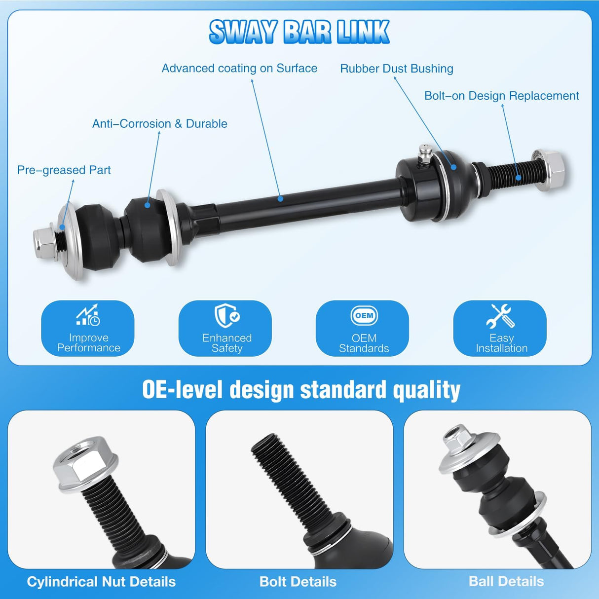 K80894 Front Stabilizer Sway Bar Links for Ram 1500 2006-2018 | for 2006-2018 Ram 1500 2019 2020 2021 2022 2023 2024 Ram 1500 Classic Driver and Passenger Side Link Kit
