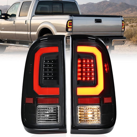 Taillight Assembly Compatible with 2008 2009 2010 2011 2012 2013 2014 2015 2016 Ford F250 F350 F450 Super Duty Incandescent Type Upgrade LED Tube Tail Lights Rear Brake Lamps
