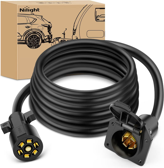 12FT 7-Way Trailer Plug Socket Extension Cable Nilight