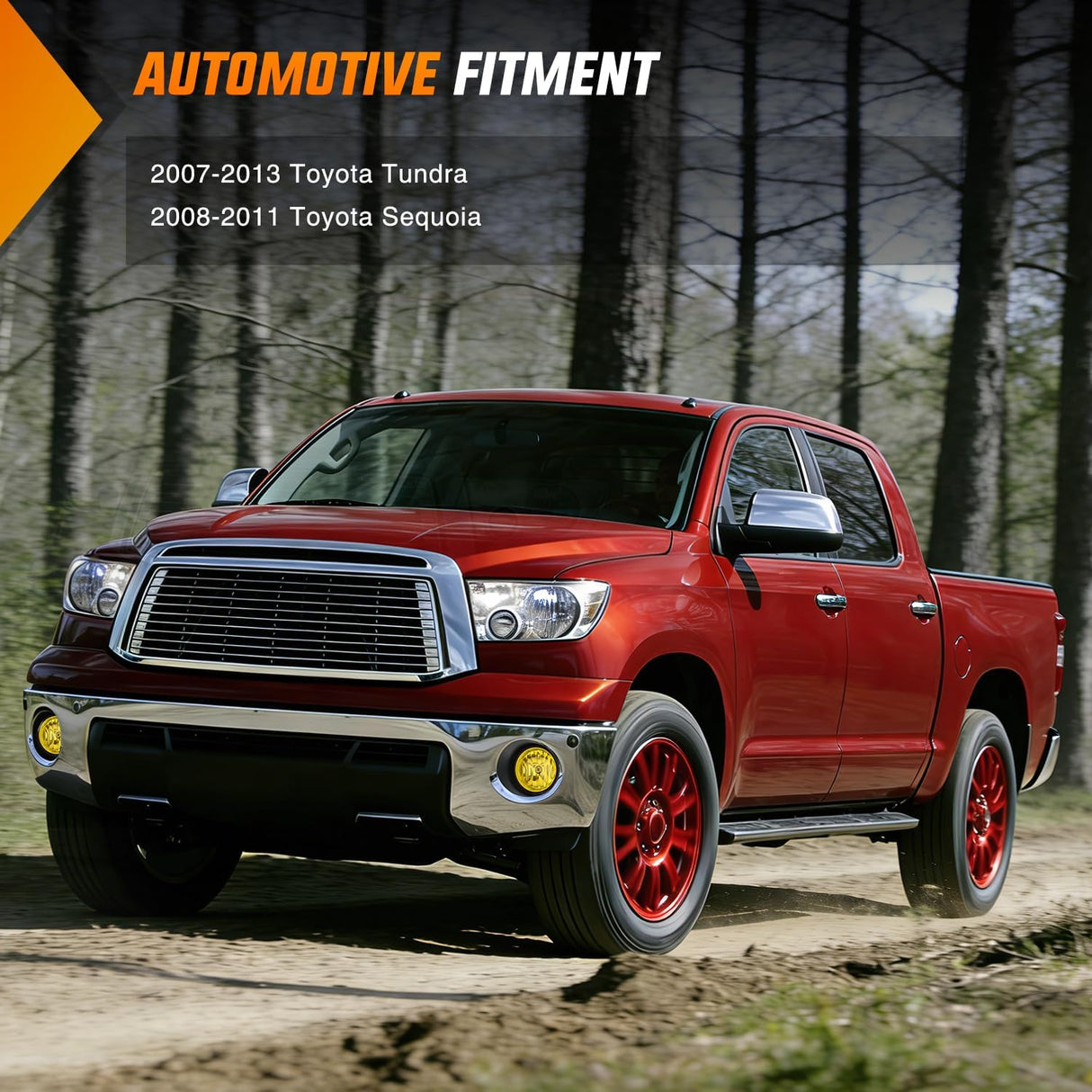 Fog Light Assembly Compatible with 2007-2013 Toyota Tundra | 2008 2009 2010 2011 Toyota Sequoia w/Metal Bumper Model Yellow Lens Driver and Passenger Side