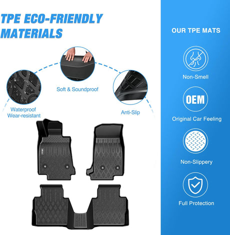 TPE Floor Mats for Cadillac CT5 2019 2020 2021 2022 2023 2024 All Weather Custom Fit Heavy Duty Floor Liners