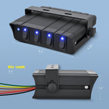 4 Gang Rocker Switch Box Waterproof SPST Toggle Panel Blue LED 12V 24V 20A 40Amp Max for Automotive Cars Vehicles Boats RVs Campers SUVs