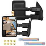 Towing Mirrors Turn Signal Puddle Lights Power Heated Adjustable Glass Manual Telescoping Folding Compatible With 2008-2016 Ford F250 F350 F450 F550 Super Duty