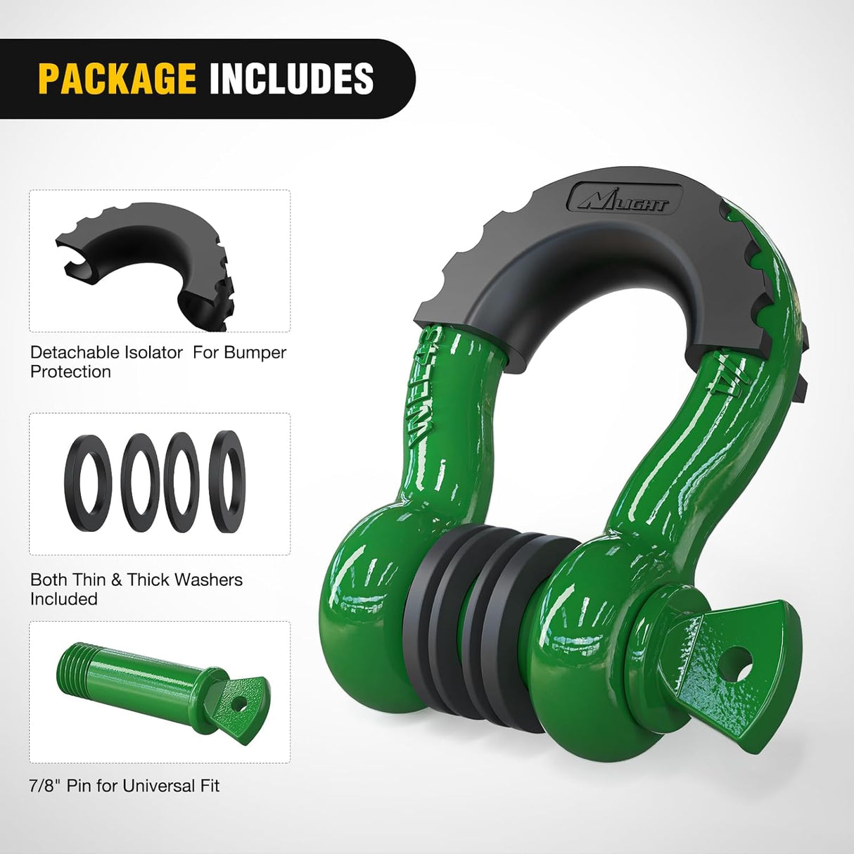 2 Pack 3/4 Inch D-Ring Shackle with 7/8 Inch Screw Pin 41,887lbs Break Strength, Heavy Duty Off Road Recovery Shackle with Isolators Washers for Use with Tow Strap, Winch, Off-Road Jeep Truck Vehicle