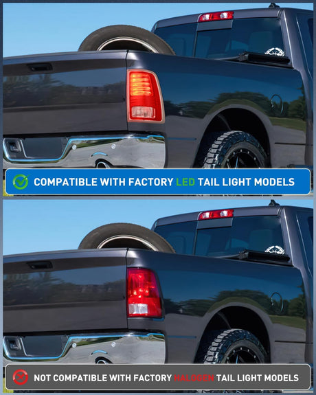 Taillight Assembly Compatible with 2013 2014 2015 2016 2017 2018 Dodge Ram 1500 2014-2018 Ram 2500 3500 LED Style Passenger Side Tail Light with Bulbs