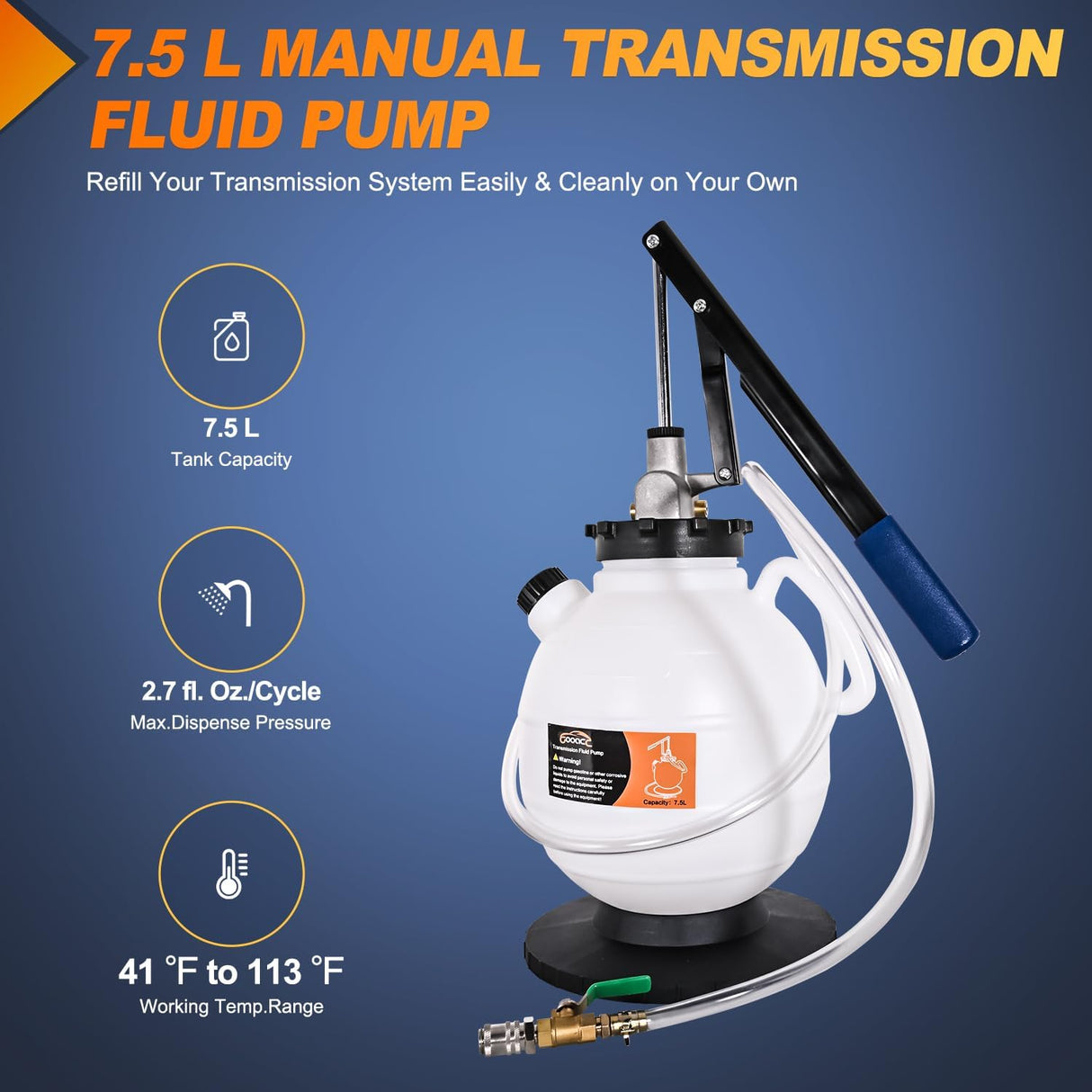 Transmission Fluid Pump Kit 7.5L Automotive Manual Oil Pump Extractor ATF Refill Dispenser Transfer Pump with 15 ATF Filler Adapters 2Gal Oil Filling Filler System Fluid Extractor Pump Tool Kit