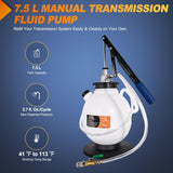 Transmission Fluid Pump Kit 7.5L Automotive Manual Oil Pump Extractor ATF Refill Dispenser Transfer Pump with 15 ATF Filler Adapters 2Gal Oil Filling Filler System Fluid Extractor Pump Tool Kit