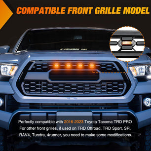 2016-2023 Toyota Tacoma TRD PRO 4LED Amber Front Grille Marker Lights Nilight