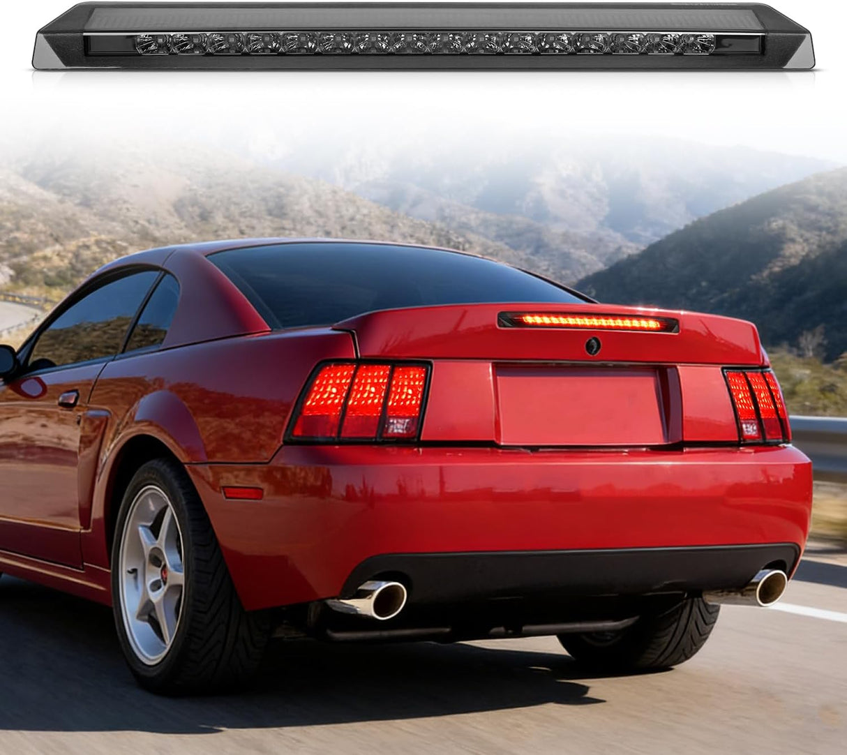 Third Brake Light for Ford Mustang 1999 2000 2001 2002 2003 2004 | for Ford Mustang 1999 2000 2001 2002 2003 2004, High Mount 3rd Stop LED Rear Cab Center Lamp Van SUV, Smoked Lens