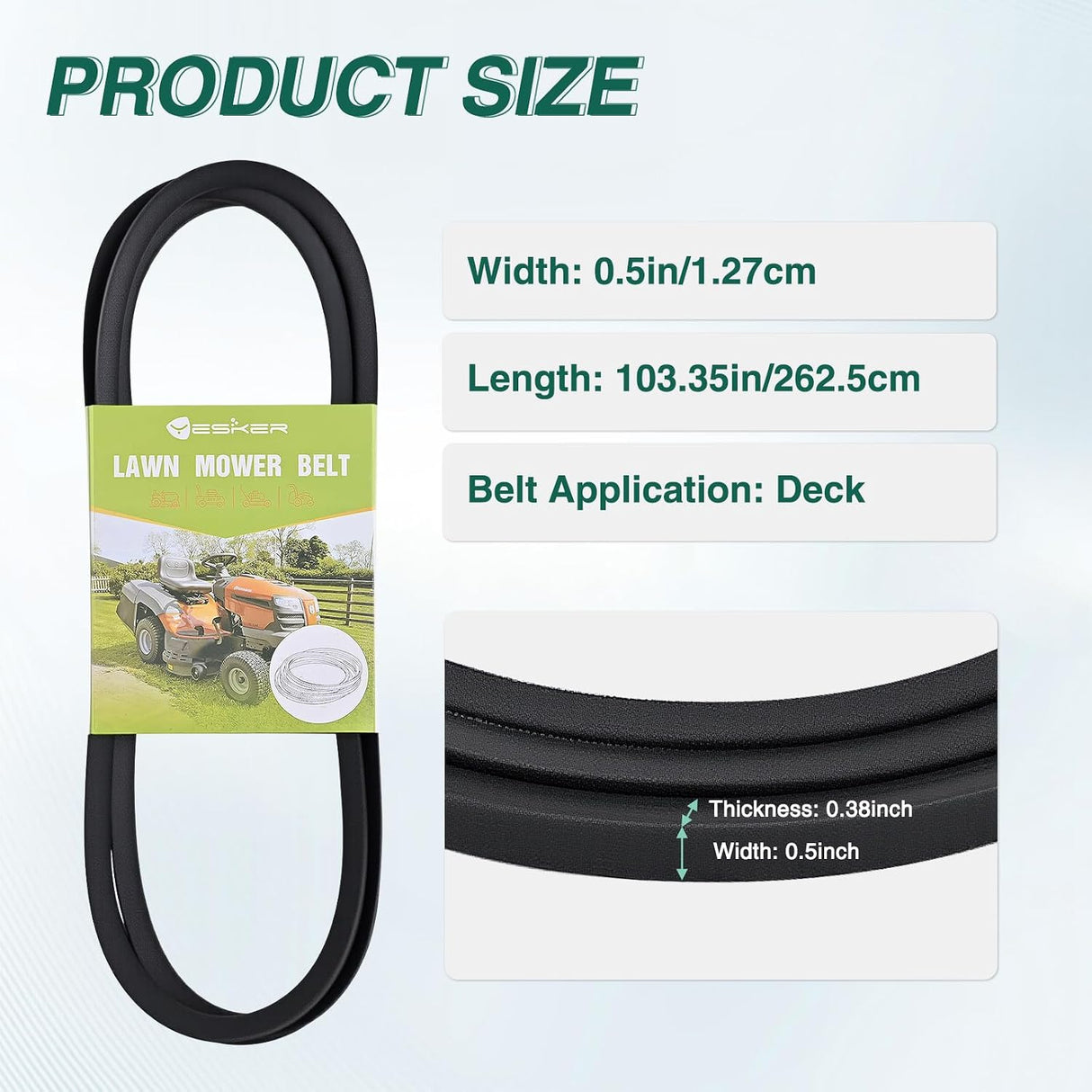 954-04219 Drive Belt for Cub Cadet 46 Inch Deck Belt Length 103.35 Inch Lawn Mower Belts for Craftsman Cub Cadet MTD Troy-Bilt Lawn Tractor Mowers Durable Aramid Cord Replace 754-04219 95404219