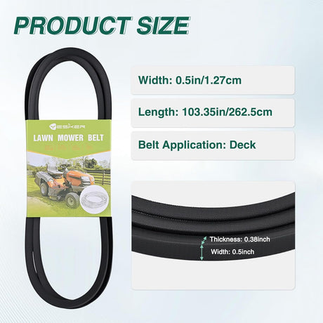 954-04219 Drive Belt for Cub Cadet 46 Inch Deck Belt Length 103.35 Inch Lawn Mower Belts for Craftsman Cub Cadet MTD Troy-Bilt Lawn Tractor Mowers Durable Aramid Cord Replace 754-04219 95404219