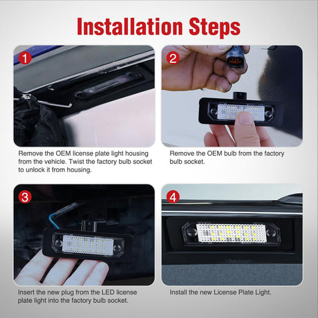 License Plate Lights Compatible with 2010 2011 2012 2013 2014 Ford Mustang 2008 2009 Ford Mercury Sable 2014 2015 Ford Edge 2010-2018 Ford Taurus with Black housing 6000K White 2PCS Pack