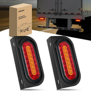 6 Inch Oval Trailer Tail Light 2 PCS Red Brake Stop Amber Left Right Turn Signals Lights with Flush Mount Grommets Plugs Mounting Brackets for RV Truck Luggage Rack