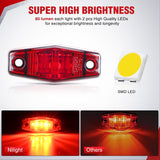 2.5 Inch Oval Side Marker Clearance Light 2 LED 8 Pack Red 80LM High Lumen Waterproof Surface Mount 12V Direct Wire for Truck Trailer Boat RV Semi